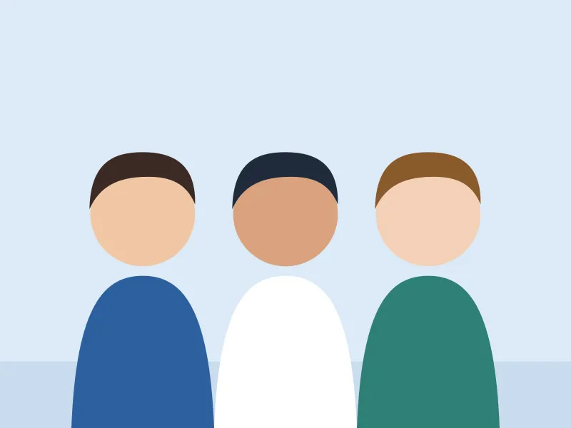 Illustratie van drie collega's naast elkaar